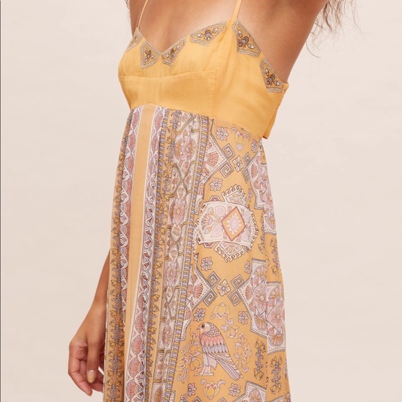 NWT Anthropologie + orange mixed print maxi dress - Picture 7 of 10
